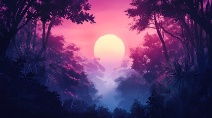 Paradise gradient halo. Dreamscape - Forest. Illustration