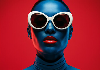 Bold Fashion Portrait with Striking Contrast and Futuristic Aesthetic