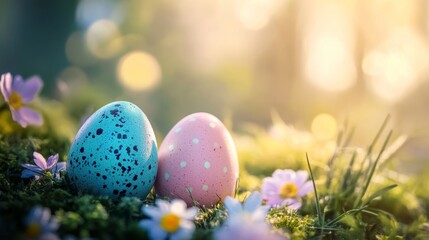 Colorful Easter eggs. Spring holiday background