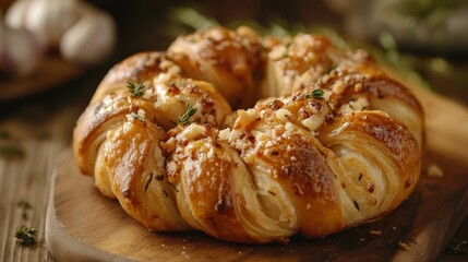 Golden brown garlic knots. Premium food concept