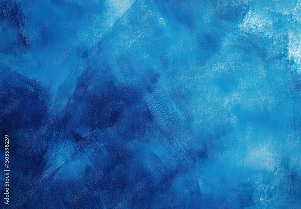 Poster vibrant abstract texture in shades of blue showcasing brush strokes and patterns, creating a serene 
