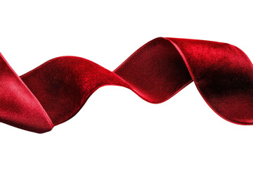 Elegant crimson ribbon flowing gracefully on a clean white background during the festive season isolated on transparent background