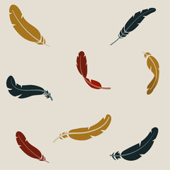 落ち着いた色合いの鳥の羽のパターン