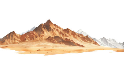 Fototapeta premium Sand dunes and mountains landscape isolated on white