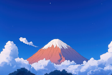 Mount Fuji in Anime Style
