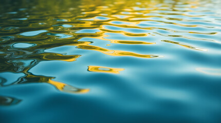 Rippled Water Reflections in Blue and Yellow