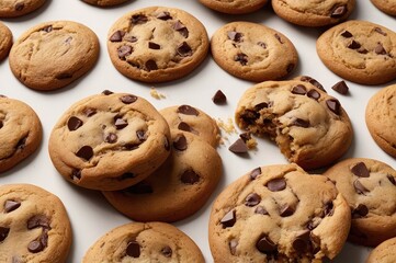 Naklejka premium chocolate chip cookies on white background, chocolate chip cookies, chocolate chip cookies with nuts