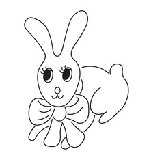 Easter bunny in doodle style in vector. Element for design advertisement mail posts poster print postcard banner