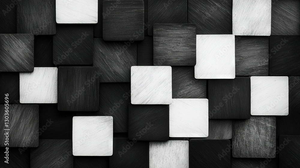 Poster photo of wall with squares and rectangles in varying sizes and shapes