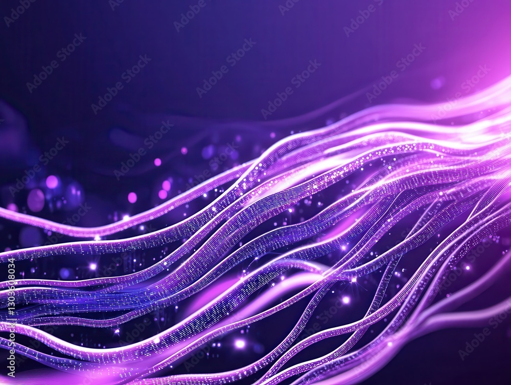 Aufkleber abstract flowing lines in purple hues with sparkling particles creating a dreamy atmosphere