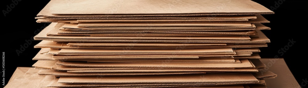 Poster disorganized stacks of cardboard boxes in a storage area with a chaotic arrangement