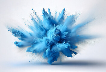 Farbexplosion: Blaues Pulver auf Weiß