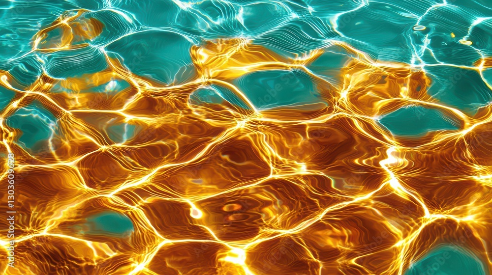 Aufkleber underwater light refraction over chaotic surface with colorful patterns in water