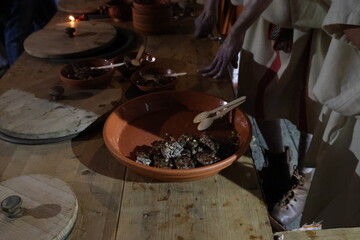 Roman meat with pepper and pine nut