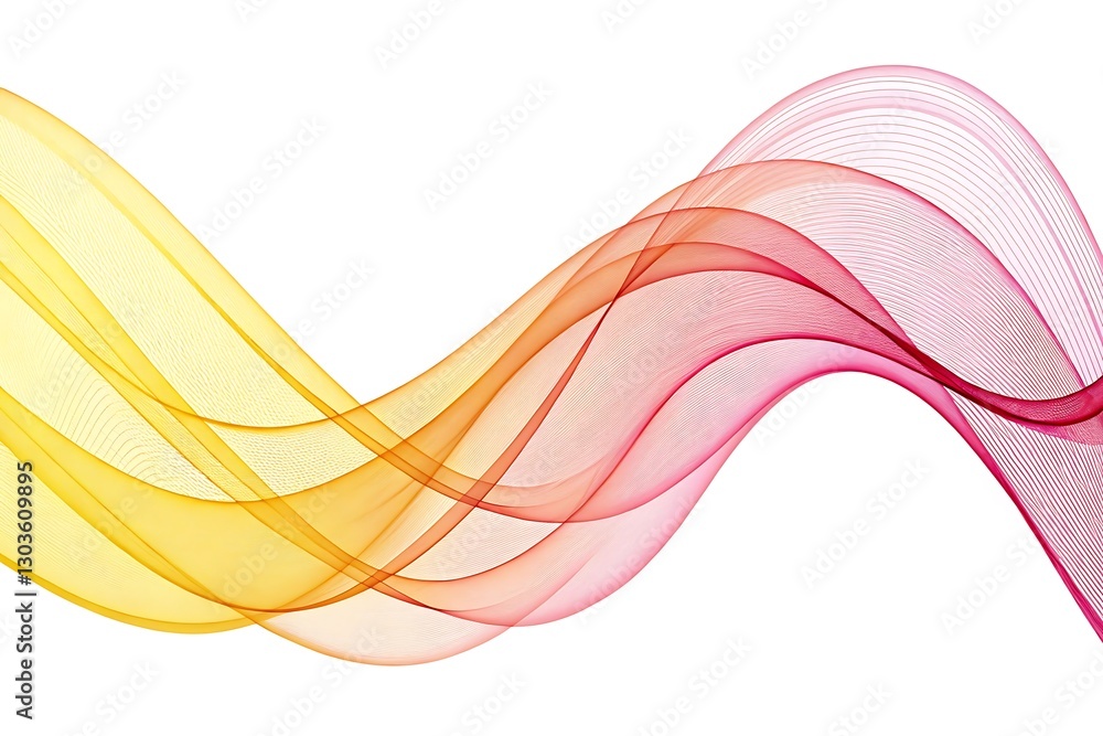 Aufkleber abstract flowing colorful waves in soft gradient of pink and yellow, creating a smooth, modern desig