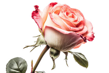 Delicate rose with vibrant petals in a serene setting highlighting nature's beauty and elegance isolated on transparent background