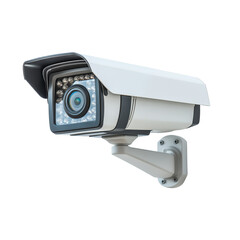 Modern outdoor security camera mounted for surveillance in urban setting