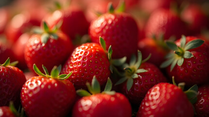 Fresh Ripe Red Strawberries - Juicy Summer Fruit - Delicious Healthy Food Photography