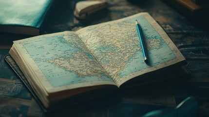 Open Book of Map, Travel Planning, Adventure Awaits
