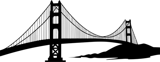 Naklejka premium Silhouette of Golden Gate Bridge