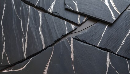 dark slate stone surface with metallic reflections and fractured structure for abstract compositions elegant branding and industrial aesthetics