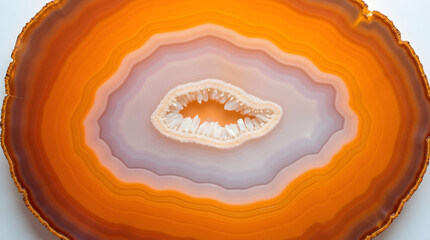 Polished Orange White Brown Banded Agate Slice - Natural Gemstone Specimen