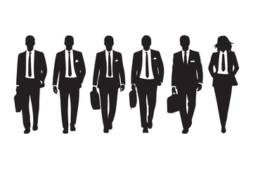 Business people group silhouettes pose on white background