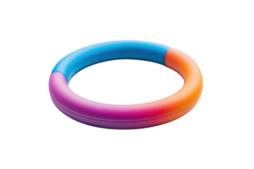 Brightly colored flexible toy ring on a clean white surface showcasing playful design and texture isolated on transparent background