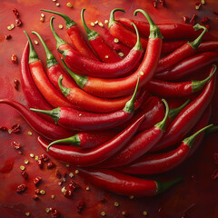 Red hot chili peppers and fresh red chili pepper isolated on background