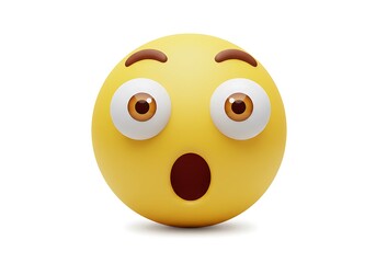 Fototapeta premium Astonished Yellow Emoticon: 3D Rendered, Wide-Eyed Surprise