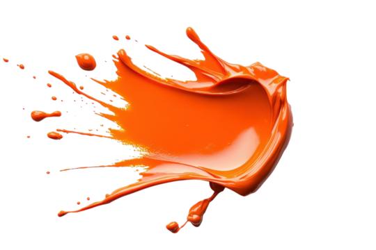 Vibrant orange splatter creates a dynamic look on a clean white background isolated on transparent background