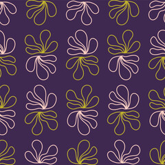 Abstract Vintage Seamless Flower Pattern. This 70s flower pattern is perfect for vintage and retro projects. Very cute for fabrics or wallpaper. Pink, purple and lime green colors. 