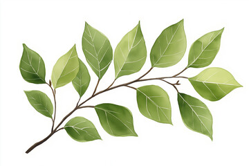Fototapeta premium Watercolor Branch with Green Leaves