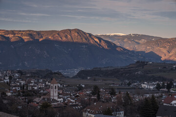Sunset in the picturesquely situated Eppan an der Weinstrasse in South Tyrol.