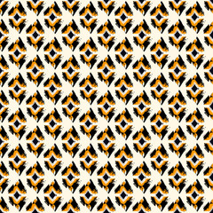 Paint brush rhombuses ornament. Seamless lozenges pattern. Hand drawn diamonds backdrop. Tiles wallpaper. Ethnic motif. Geometric background. Digital paper. Geometrical textile print. Vector image.