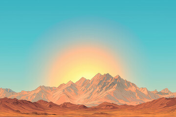 Comic Book Style Mountain Range