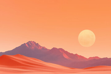 Fototapeta premium Desert Landscape with Mountains and Sun
