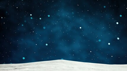 Naklejka premium A blue sky covers a snow-covered hill dotted with white snowflakes