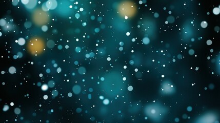Obraz premium A blurry photo of snowflakes on a black and teal background with a clearer image of snowflakes