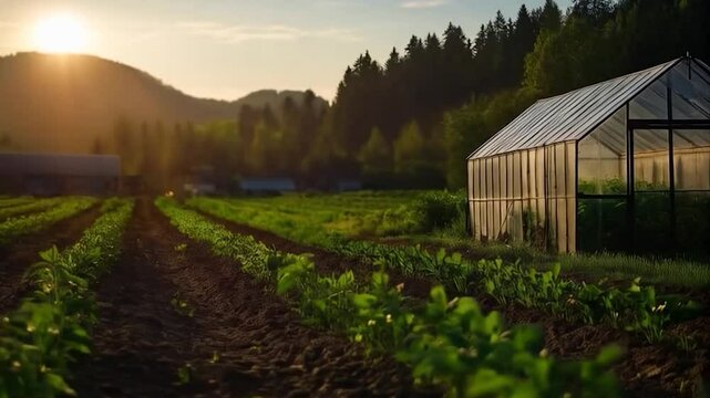greenhouse with plants in the morning