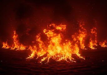 Fiery Inferno: A Dramatic Blaze of Intense Orange and Red Flames