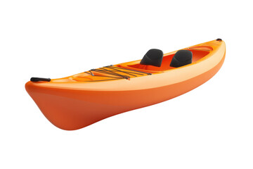 Vibrant orange kayak ready for an adventure on tranquil waters isolated on transparent background