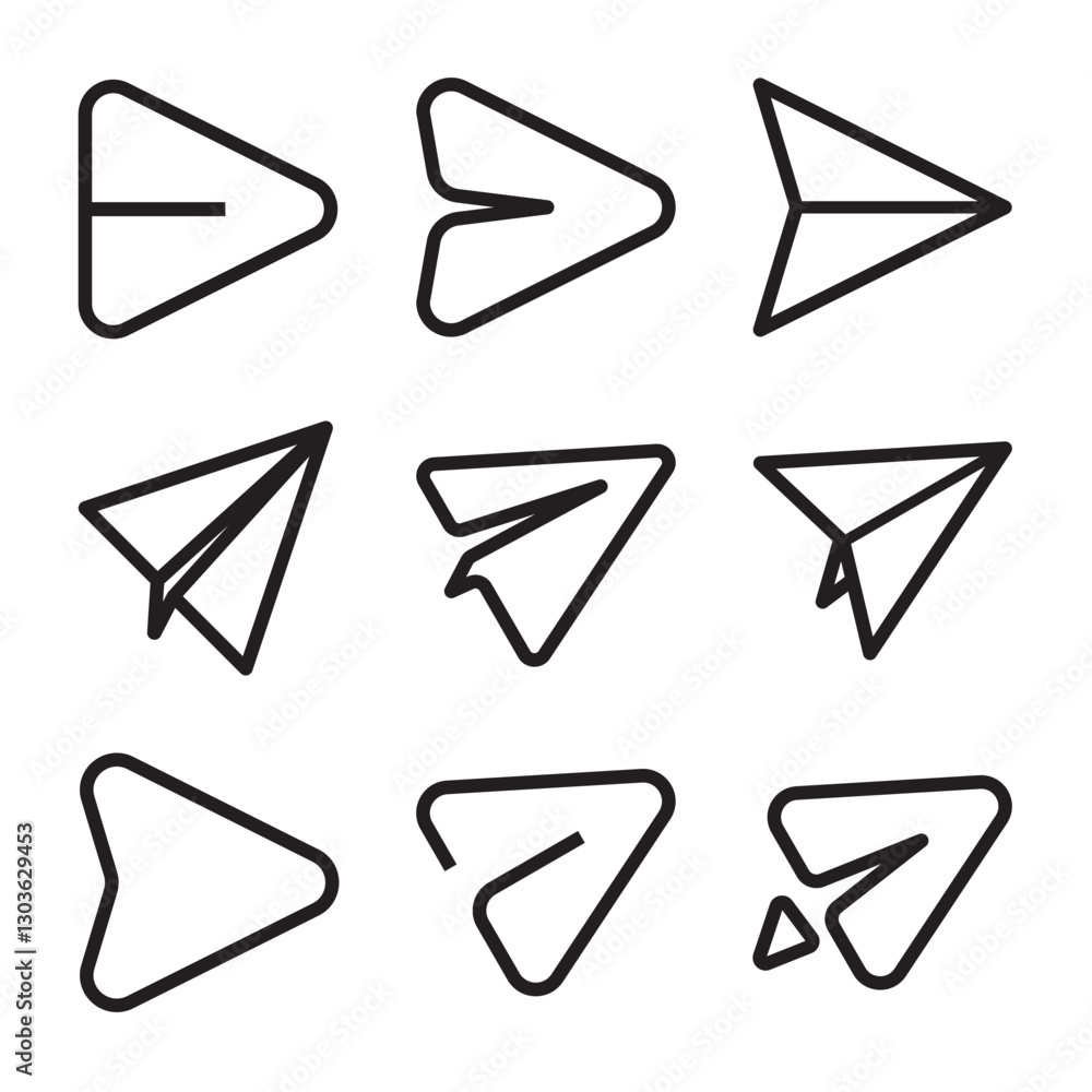 Poster send message line icon set vector design illustration. sending message concept design. chat symbol d