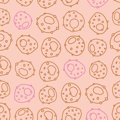 Pink prickly pear vector seamless pattern. 