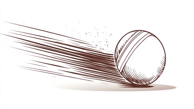 Cricket ball in motion, dynamic sketch style