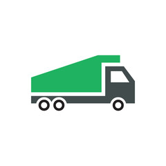 Simple trash truck flat icon vector illustration. Garbage truck, recycle transportation symbol vector design illustration. 