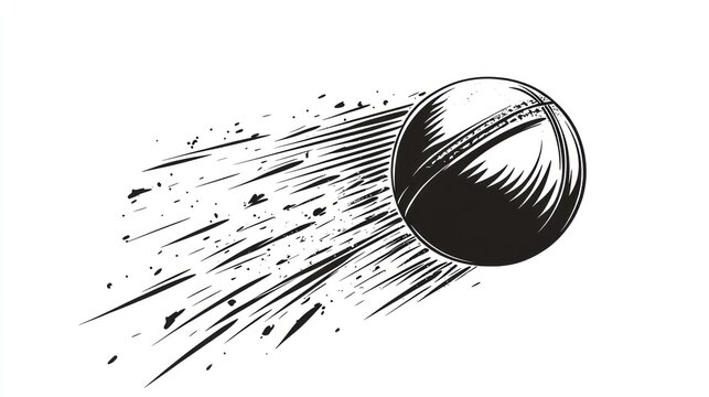 Cricket ball in motion, dynamic sketch