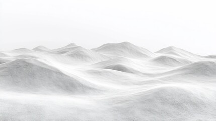 Fototapeta premium A minimalist landscape of soft, undulating white hills against a bright background.