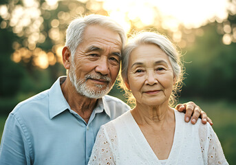 Una hermosa pareja de ancianos en Asia.
