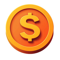Obraz premium Bright orange coin featuring dollar sign emphasizing financial theme in digital design
